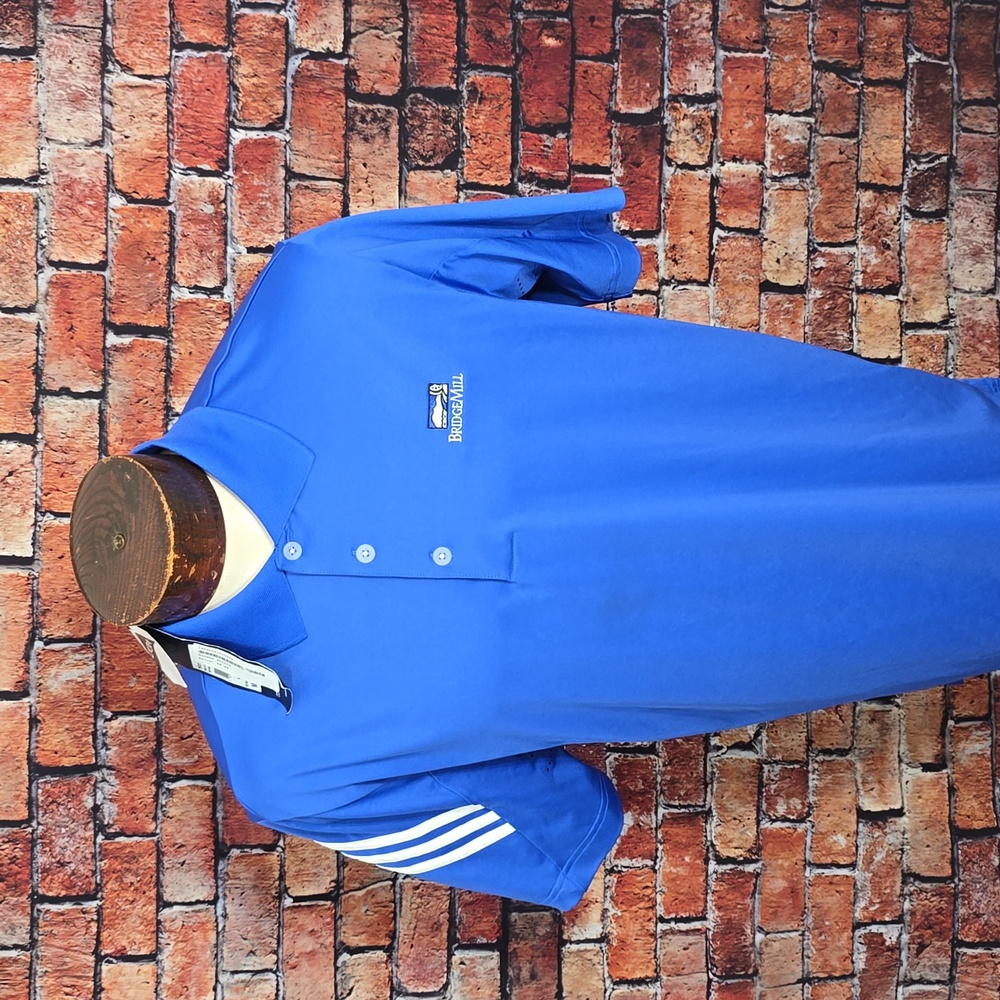 Adidas Mens Medium Blue White Short Sleeve Golf Polo Shirt New